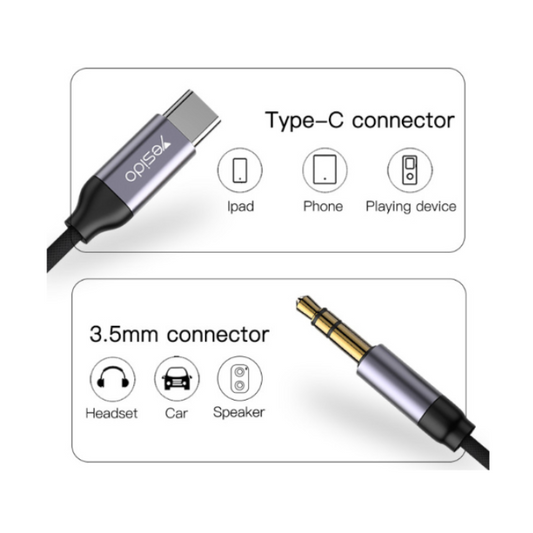 YESIDO AUX to Type-C Audio Adapter