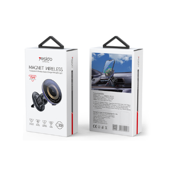 YESIDO Magnet Wireless Quick Charge Car Holder with LED Light