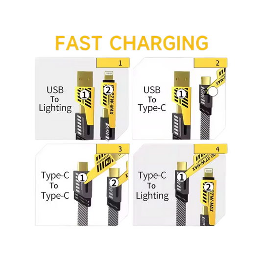 4 in 1 Multifunction Fast Charging Cable 1M 65W 27W Zinc Alloy