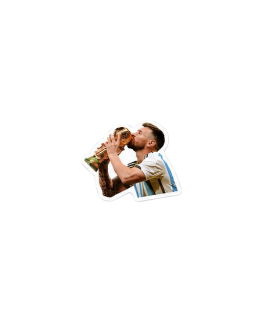 Messi kissing the world cup
