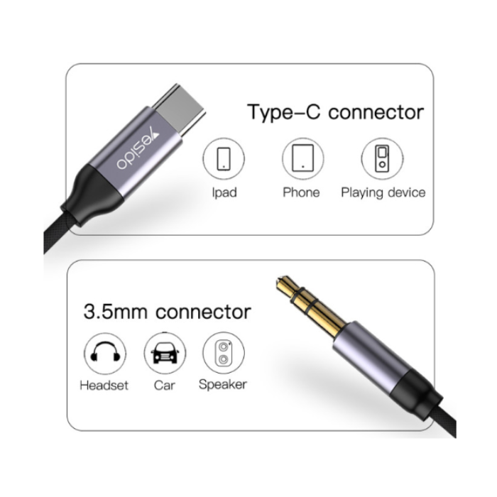 YESIDO AUX to Type-C Audio Adapter