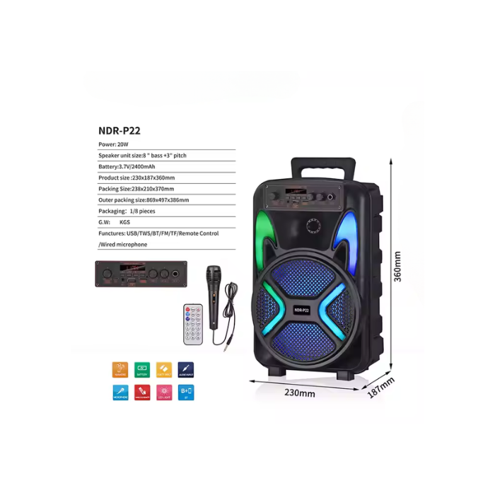 NDR P22 Wireless Speaker 8''