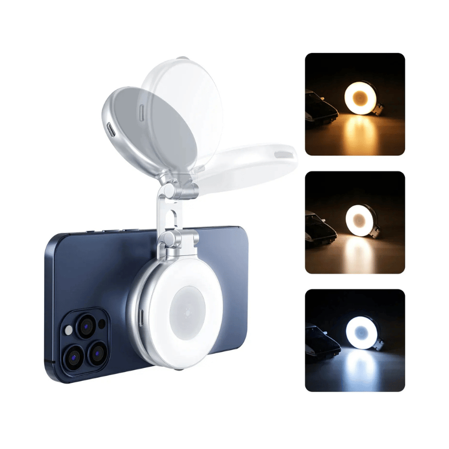 Magnetic Selfie Lamp + Mirror + Phone Stand