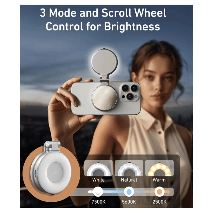 Magnetic Selfie Lamp + Mirror + Phone Stand